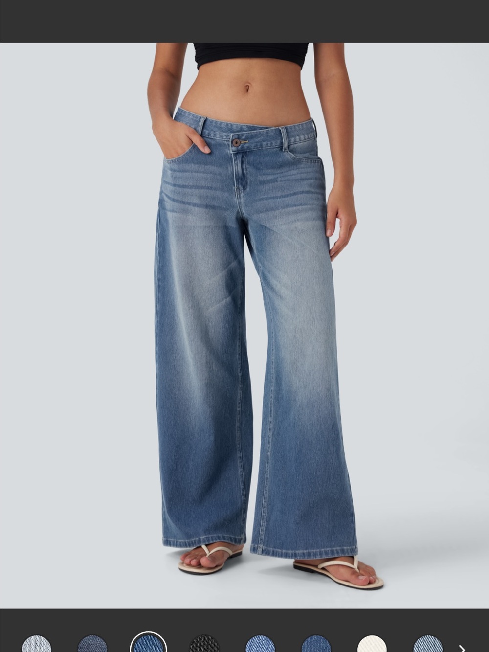 HALARA Women’s asymmetrical, low-rise, baggy wide-legged, stretchy jeans